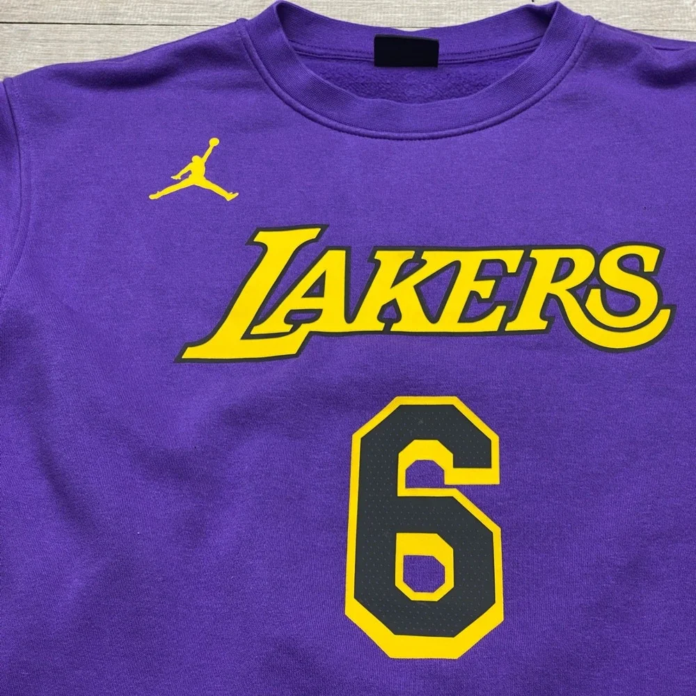 Jordan Sweatshirt Lakers‎ LeBron James 6 Mens Large Purple Cotton DN4718-504 NBA